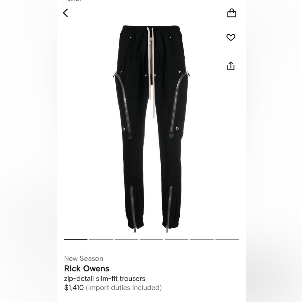 Rick Owens Zip Detail Slim Pants